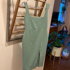 Light green midi slit dress